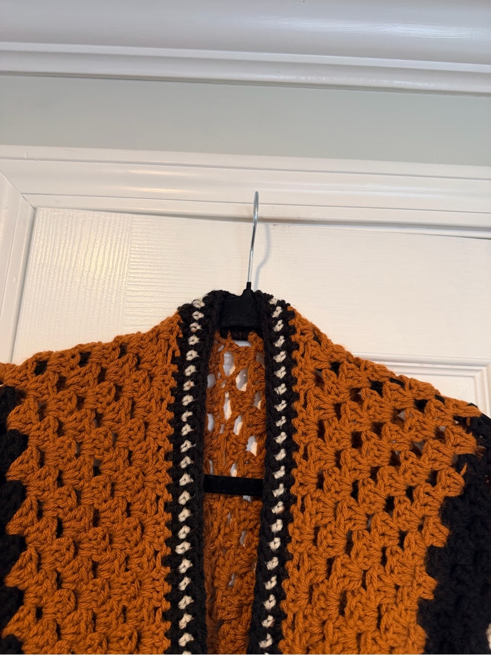 Handmade Crochet Granny Square One Size Cozy Cardigan Boho Chunky Knit Sweater - Picture 2 of 9